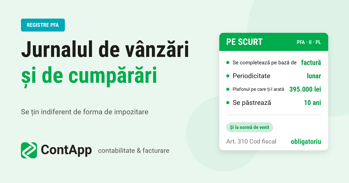 Jurnale de vanzari si de cumparari la PFA