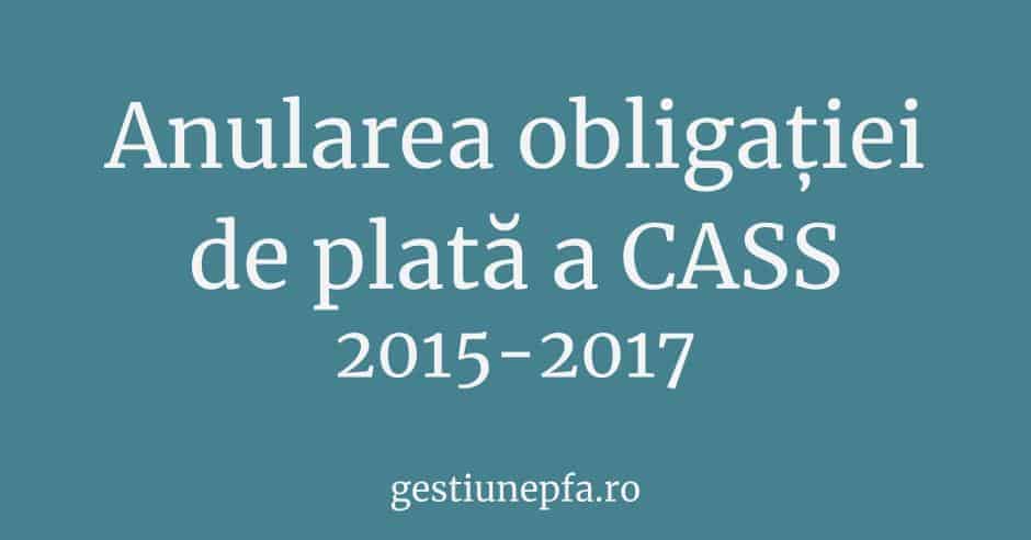 Anulare contributii sociale de sanatate – CASS 2015-2017