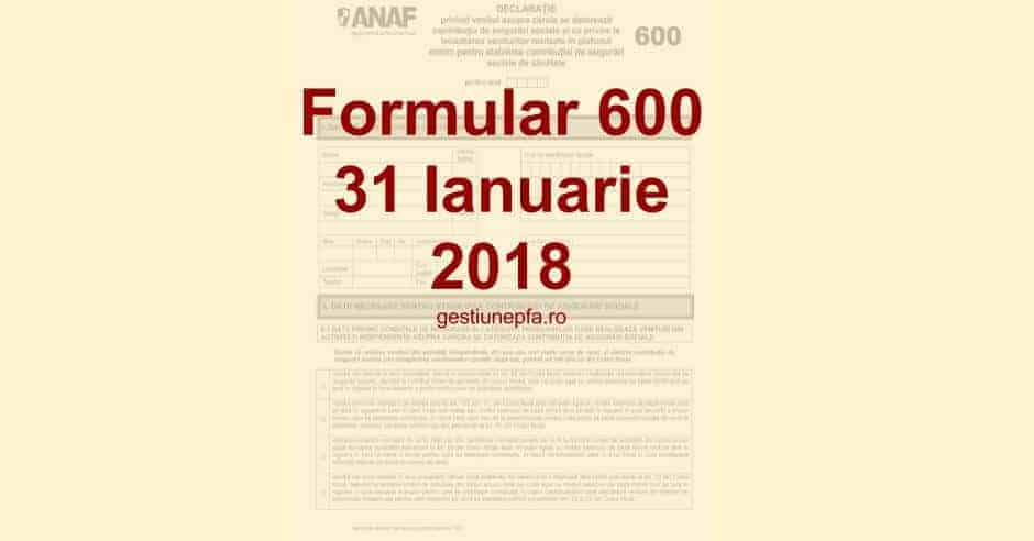 Declaratia 600 – actualizata pentru anul 2018