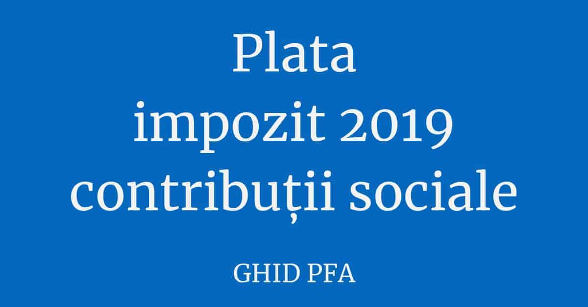 Plata impozit PFA 2019. Plata contributiilor sociale datorate