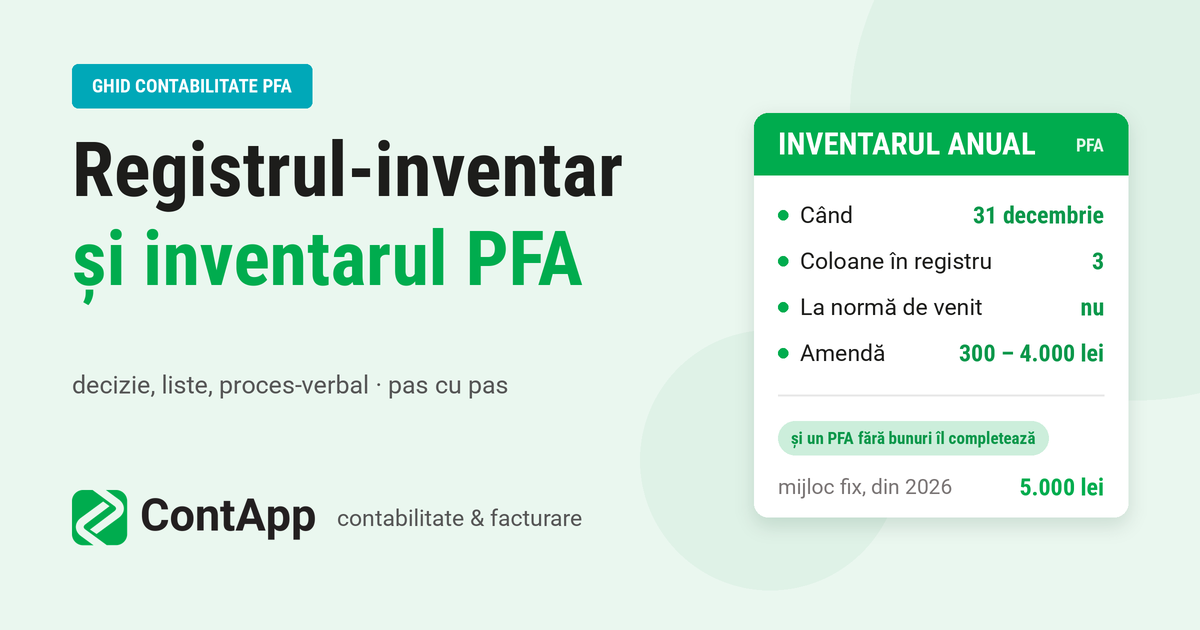 Registrul-inventar: ghid pentru PFA și profesii liberale