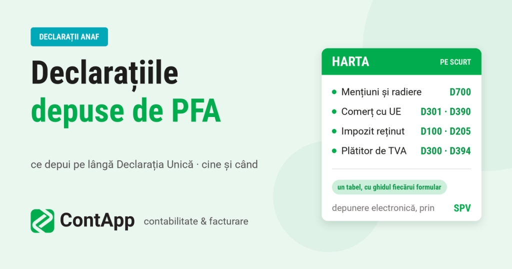 Declaratiile depuse de PFA