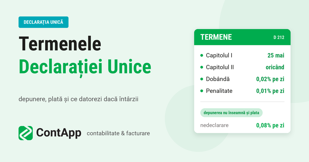 Declarația Unică: termenul de depunere, termenul de plată și penalitățile de întârziere