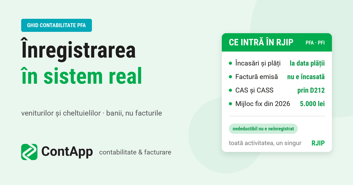Înregistrarea veniturilor și cheltuielilor în sistem real