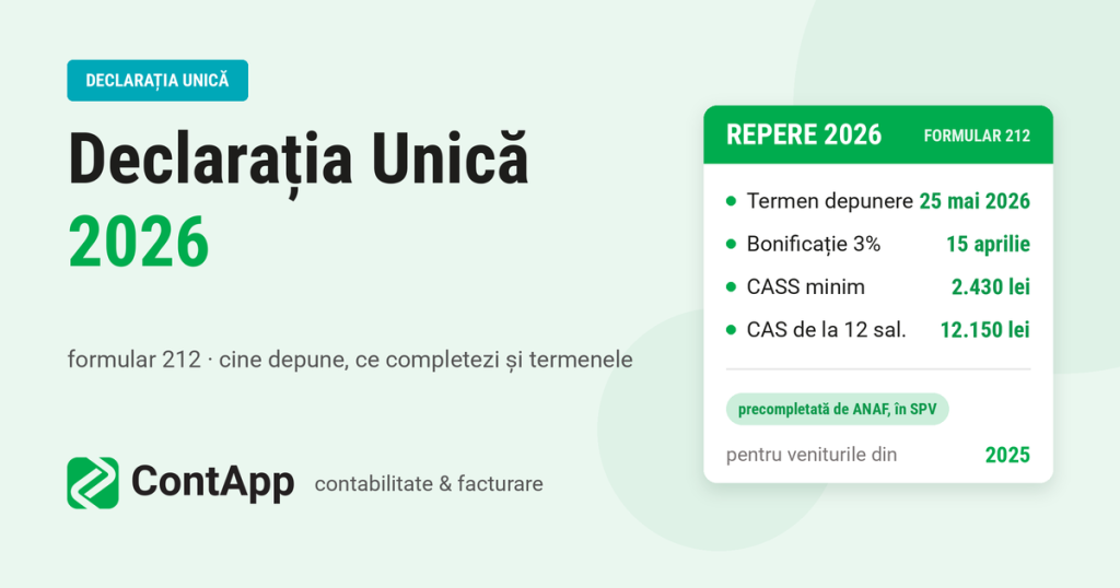 Declarația Unică 2026 — formular 212, termene și plafoane