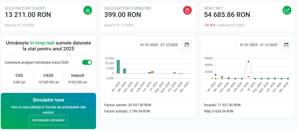 Calculator taxe in ContApp in timp real