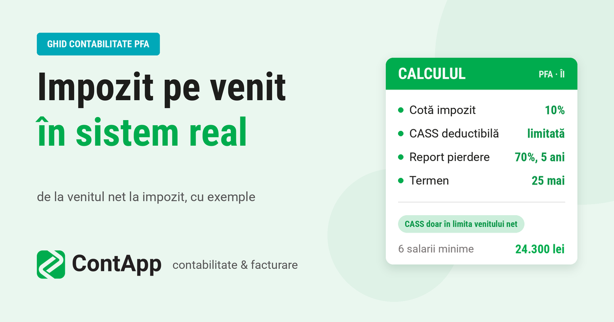 Calcul impozit sistem real