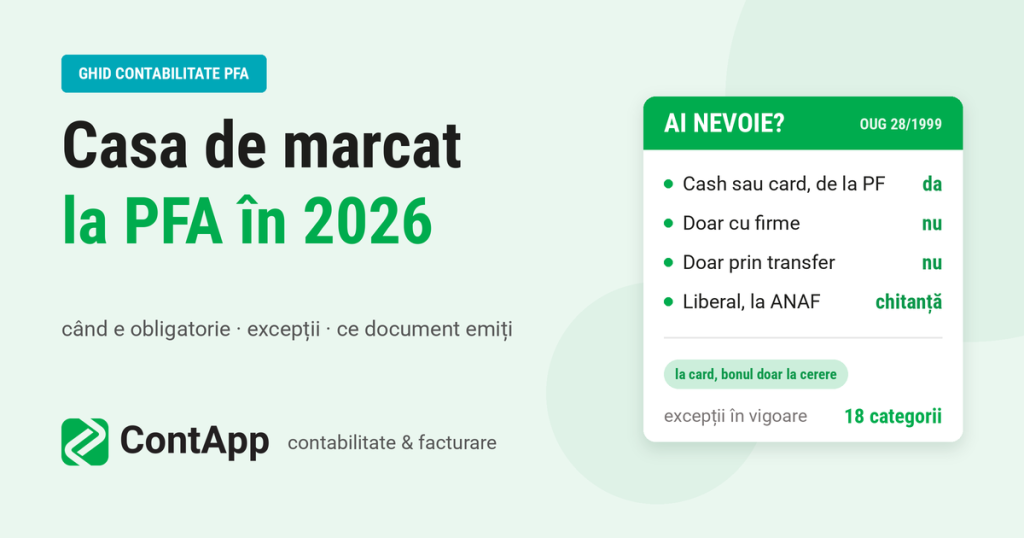 Casa de marcat la PFA: când e obligatorie, excepții și ce document emiți