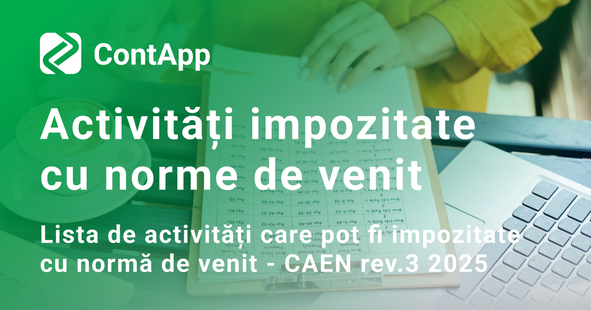 Lista de activitati care pot fi impozitate cu norme anuale de venit