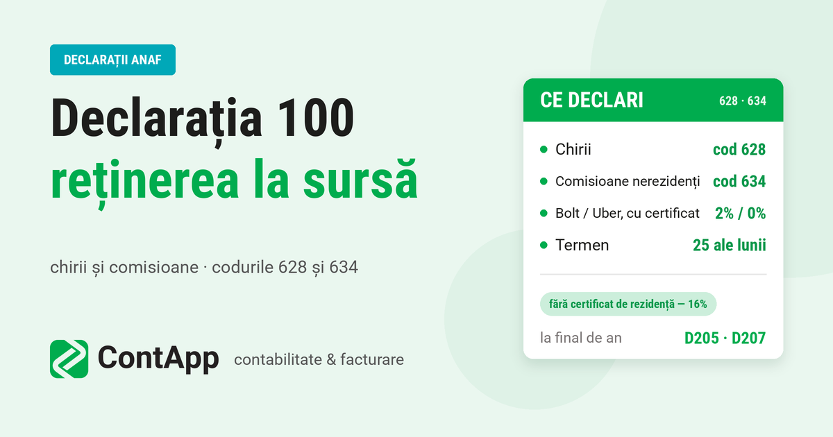 Declaratia 100 pentru chirii si ridesharing