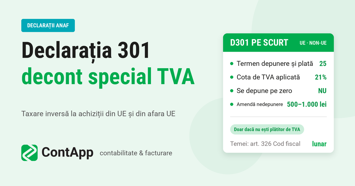 Declaratia 301 pentru achizitii intracomunitare.