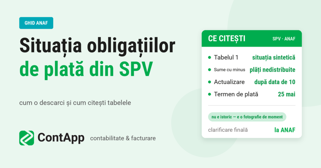 Situația obligațiilor de plată din SPV — cum se citește documentul ANAF