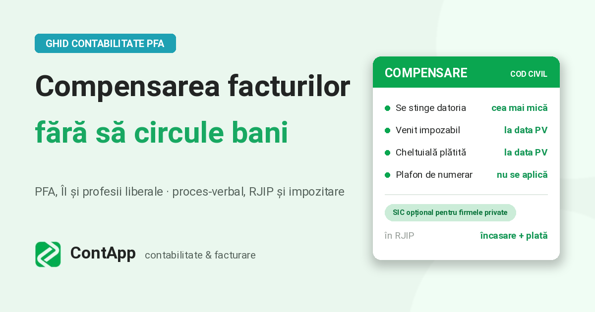 Compensare facturi la PFA